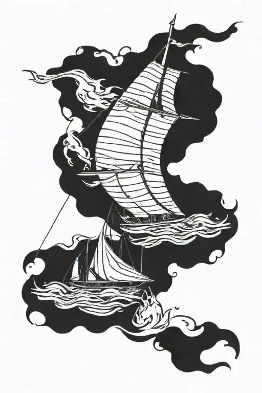image that depicts "you can't control the wind but you can adjust your sails" tattoo design idea