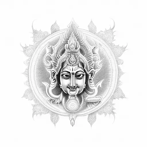 fusion of Vishnu and shiva tattoo design idea