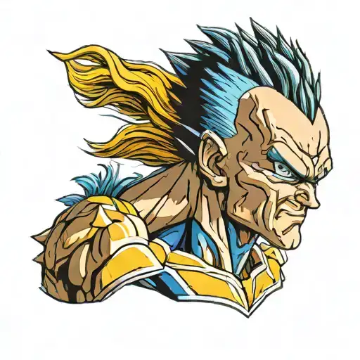 Vegeta head with section color super saiyan hair tattoo design idea