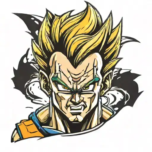 Vegeta head with section color super saiyan hair tattoo design idea