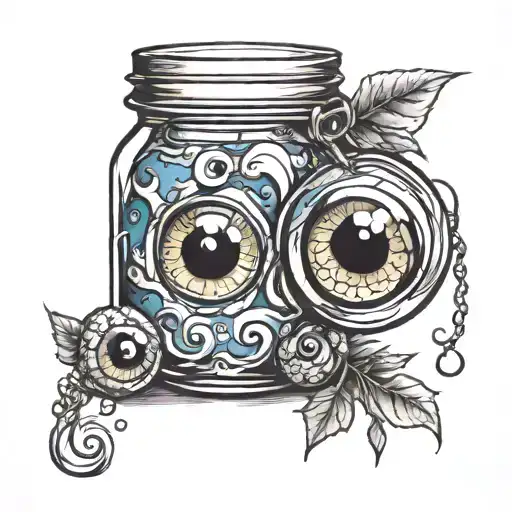 jar of eyeballs  tattoo design idea