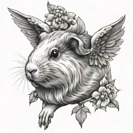 Guinea pig angel tattoo design idea