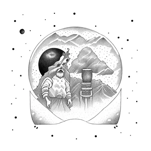 Jesucristo jugando basket con la luna  tattoo design idea