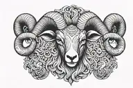 Front facing Aries ram head tattoo design idea