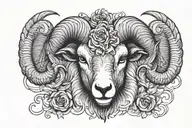 Front facing Aries ram head tattoo design idea