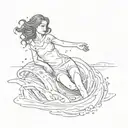 girl sinking through ocean, arms crossed over body, already in the ocean, fear of falling tattoo design idea