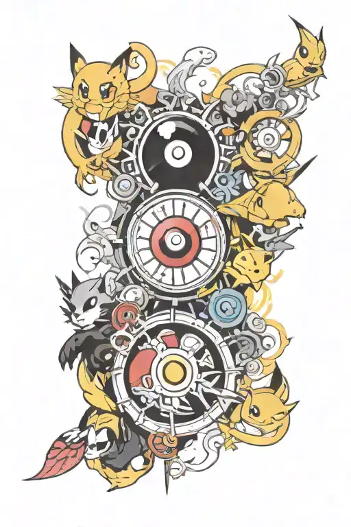 1.)	Pokemon – Poke Ball 2.)	Digimon – Digivice	 3.)	Sailor Moon – Crescent Moon Wand  4.)	Bleach – Ichigo Shikai/Bankai/ tattoo design idea