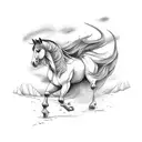 horse with Rowan tree tattoo design idea