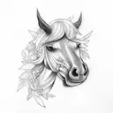 horse with Rowan tree tattoo design idea