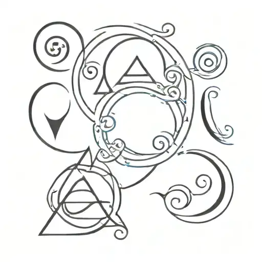 four  elements with triskelion  tattoo design idea
