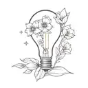 light bulb and flowers tattoo design idea