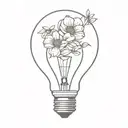 light bulb and flowers tattoo design idea