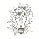 light bulb and flowers tattoo design idea