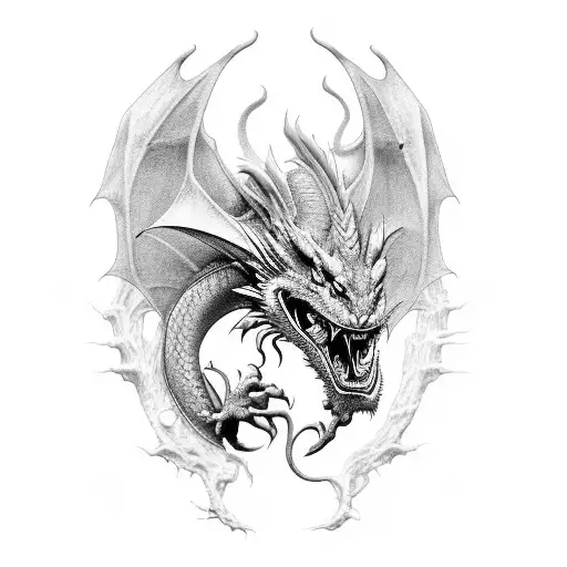 dragon Ghibli  colone vertébrale  tattoo design idea