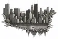 chicago skyline technology tattoo design idea
