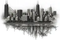 chicago skyline technology tattoo design idea