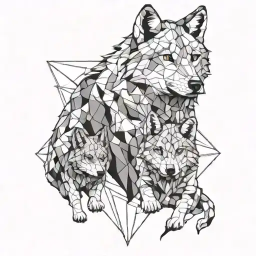 wolf and his cub tattoo design idea