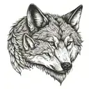 wolf cub hugging his wolf dad e lua tattoo design idea