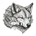 wolf cub hugging his wolf dad e lua tattoo design idea