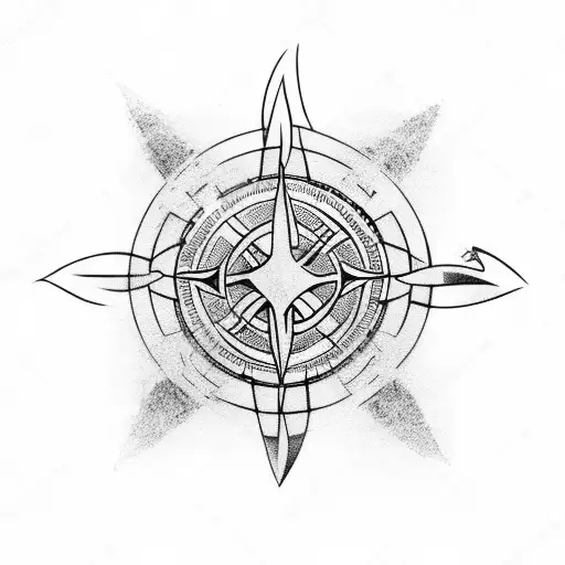 Celtic compass, two crow, rune manaz tattoo design idea