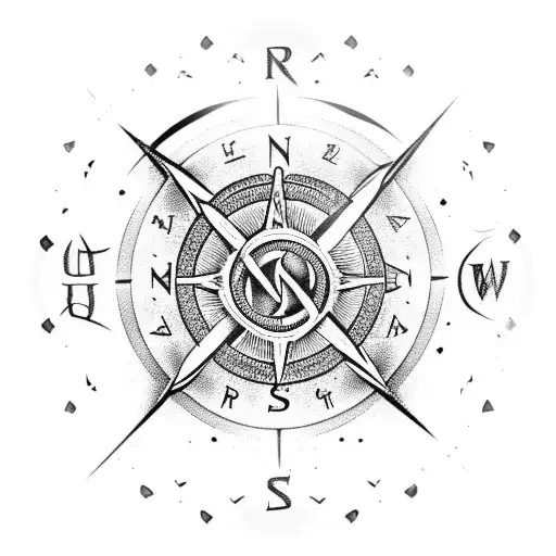 viking compass, two crow, rune manaz tattoo design idea