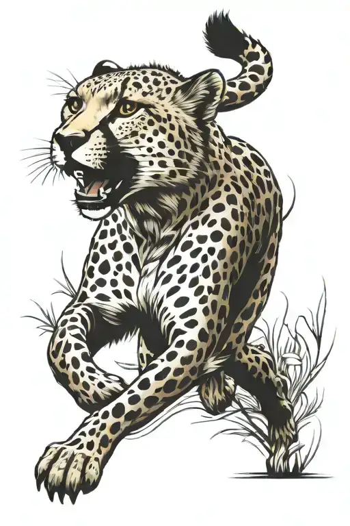 cheetah running tattoo design idea