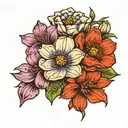 lilly, poppy, daisy, hyacinth,lavender tattoo design idea