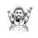 black bodybuilder with planet earth on his shoulders  tattoo design idea