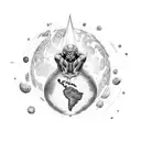 black bodybuilder with planet earth on his shoulders  tattoo design idea