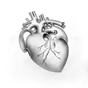 Heart with one eye in the middle, triangles around and lines  tattoo design idea