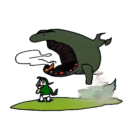 loch ness monster smoking weed and wearong a wit tattoo design idea
