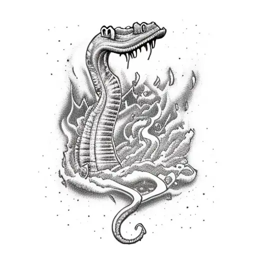 loch ness monster smoking weed tattoo design idea