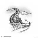 loch ness monster smoking weed tattoo design idea