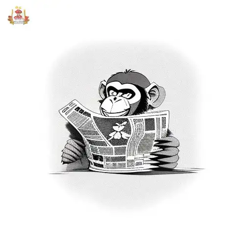 monkey reading newspaper wearing suit and tie tattoo design idea