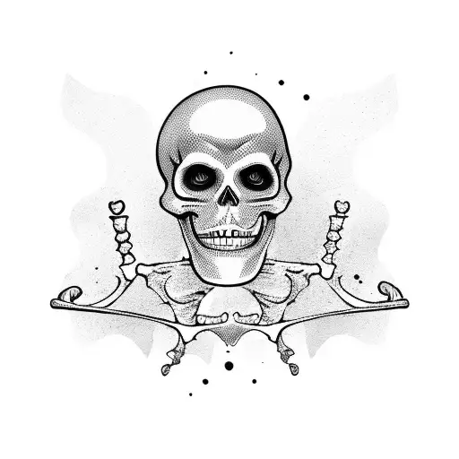 three mariachi skeletons with instruments tattoo design idea