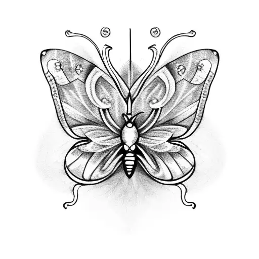Butterfly with Scottish thistle and Irish shamrock tattoo design idea