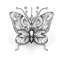 Butterfly with Scottish thistle and Irish shamrock tattoo design idea