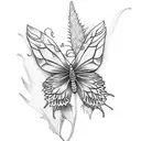 Butterfly with Scottish thistle and Irish shamrock tattoo design idea