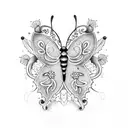 Butterfly with Scottish thistle and Irish shamrock tattoo design idea