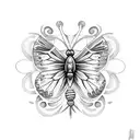 Butterfly with Scottish thistle and Irish shamrock tattoo design idea