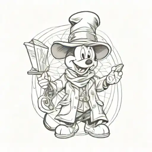 Mickey Mouse with the sorting hat from Harry potter  tattoo design idea