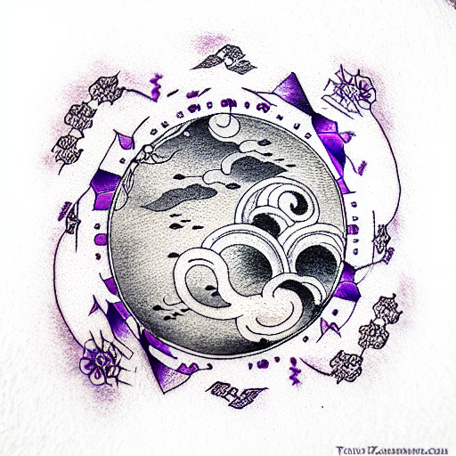 Purple moon tattoo design idea