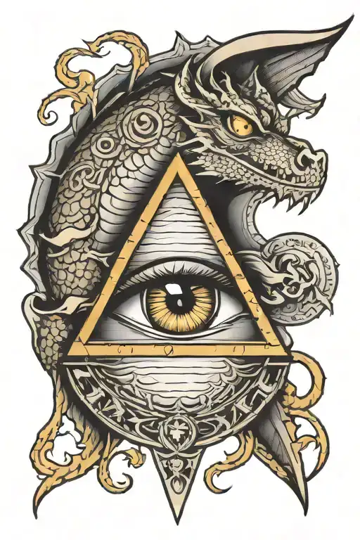 illuminati eye with dragon wrapped tattoo design idea