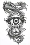 illuminati eye with dragon wrapped tattoo design idea
