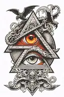 illuminati eye in a traingle with dragon covering it tattoo design idea