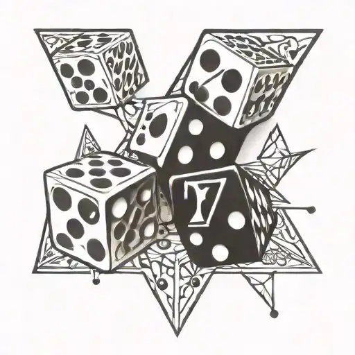 777 and 2 dice 6 stars tattoo design idea