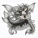 mermaid dancer tattoo design idea