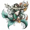 mermaid dancer tattoo design idea