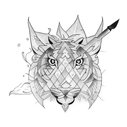 Craft a tattoo that blends a drawing of an animal with a meat cleaver tattoo design idea