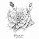 february birth flower with name Jessalyn written in cursive tattoo design idea